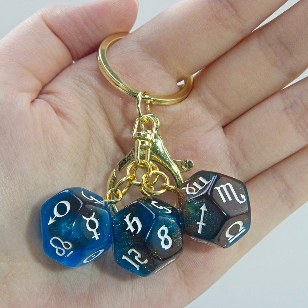Dice Pendant Keychain Creative Gift Keyring Tarot D12 Dice Keychains for Wallet Handbag Lanyard