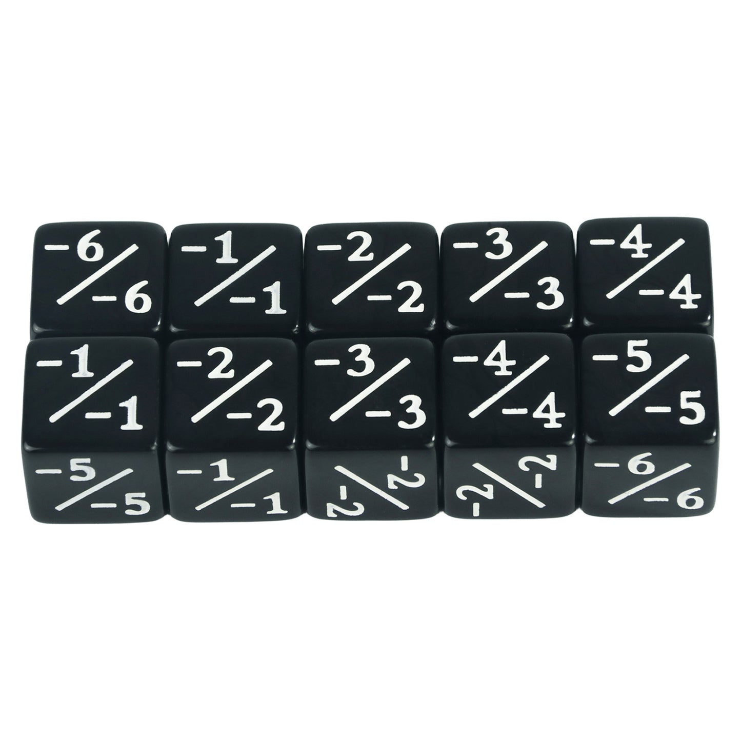 Six Sided Dice Set D6 Counters +1/+1 and -1/-1 Set of 10 Dice for Math Teaching, Card Game Accessories