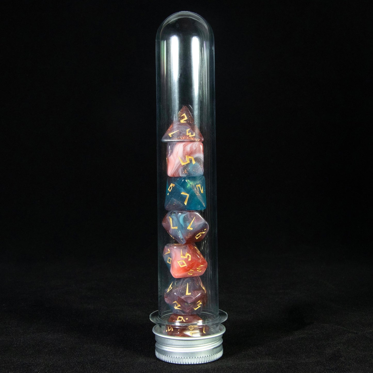 DND Polyhedral Dice Set 7pcs/Set Mixed Color Dice with Tube for DND RPG Game Board Game Prop, As Souvenir Gift