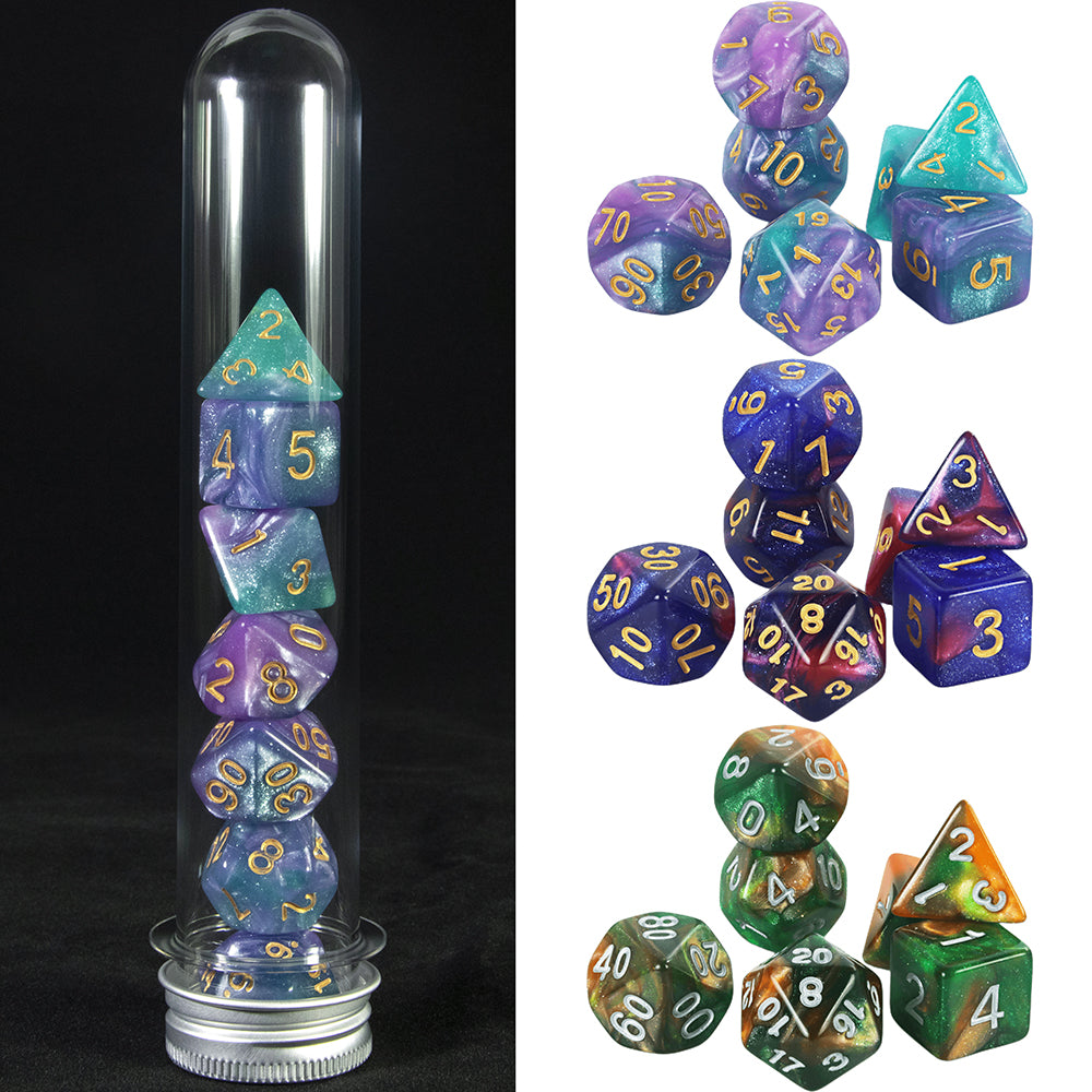 Creative Universe Galaxy DND Game Dice Polyhedral Dice Set with Tube for Souvenirst Entertainment RPG Table Game
