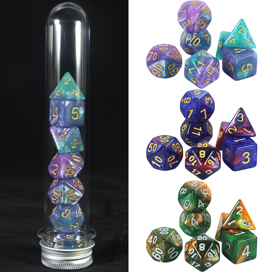 Creative Universe Galaxy DND Game Dice Polyhedral Dice Set with Tube for Souvenirst Entertainment RPG Table Game