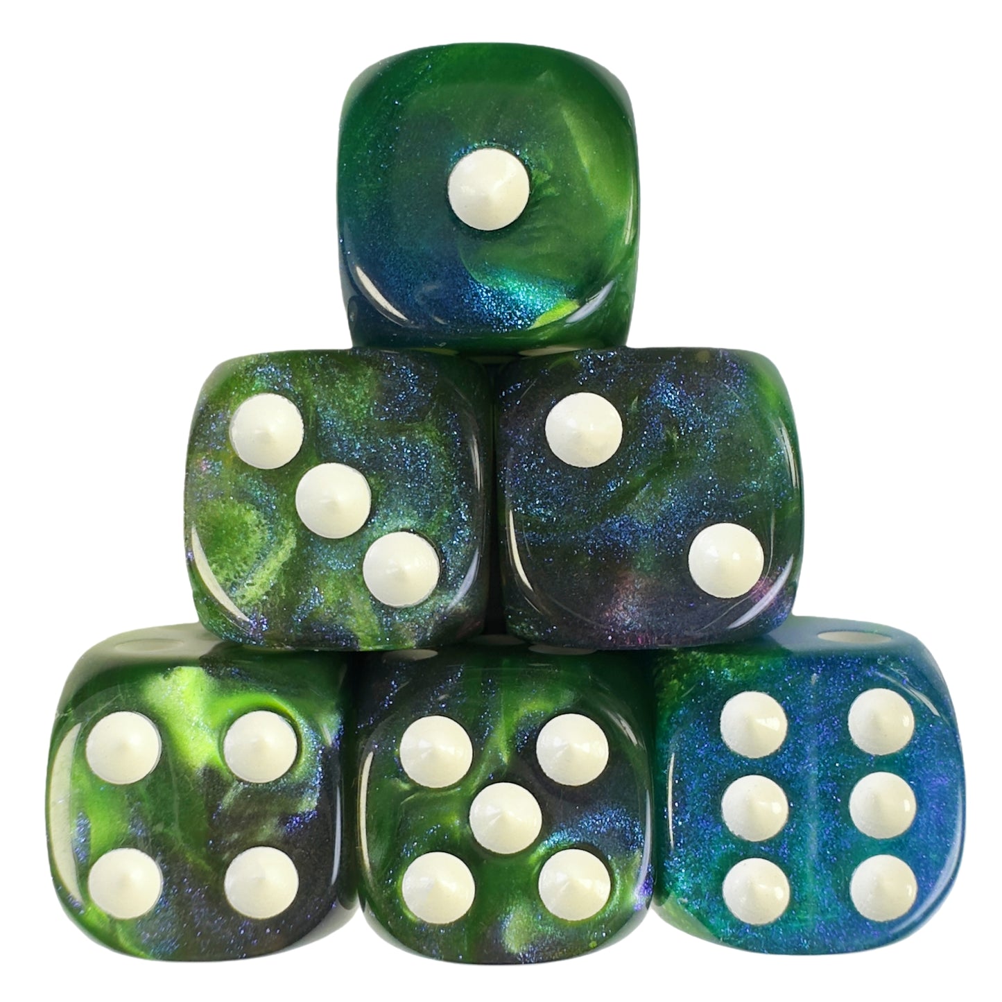 6pcs 16mm DND Dice 6 Sided with Pips, D6 Mixing Color with Glitter Dice for Party Entertainment Table Game