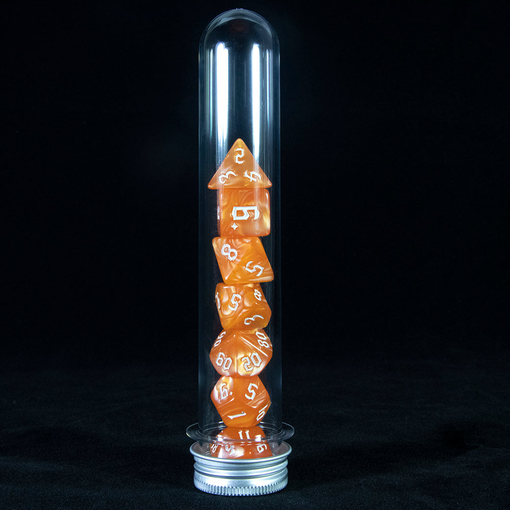 DND Polyhedral Dice Set 7 Pieces Marble Effect Game Dice Set with Tube for D&D RPG Role Playing Table Games