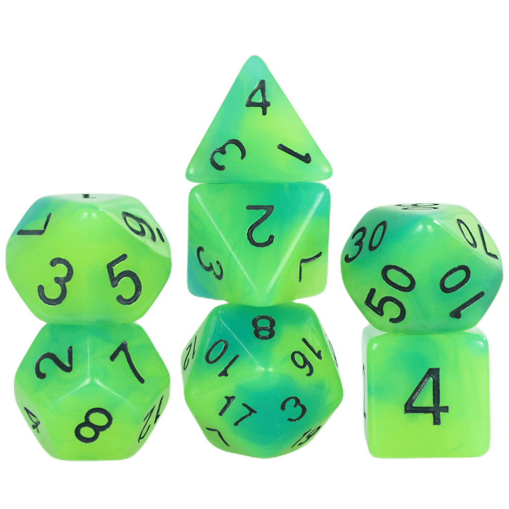 7-Piece Glow-in-the-Dark Polyhedral Dice Set for Board Game DND TRPG