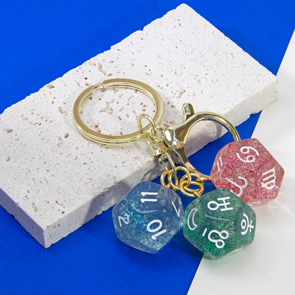 Dice Pendant Keychain Creative Gift Keyring Tarot D12 Dice Keychains for Wallet Handbag Lanyard
