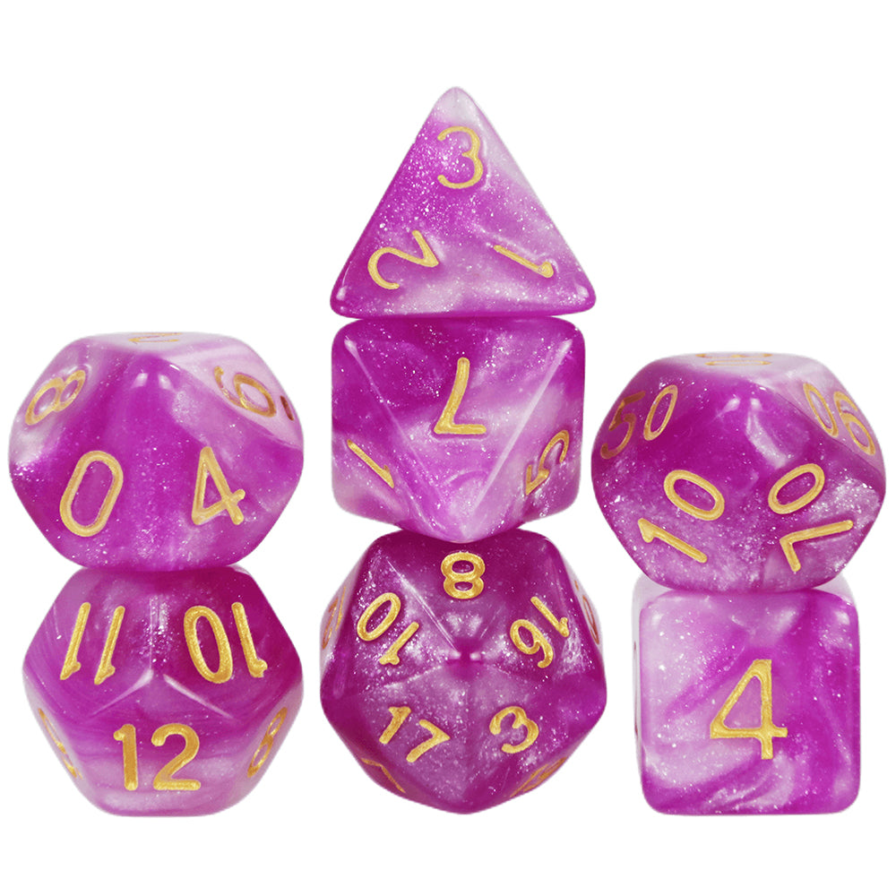 Colorful Galaxy Themed Polyhedral Dice Set D4-D20 for Entertainment Tabletop Games Party Games