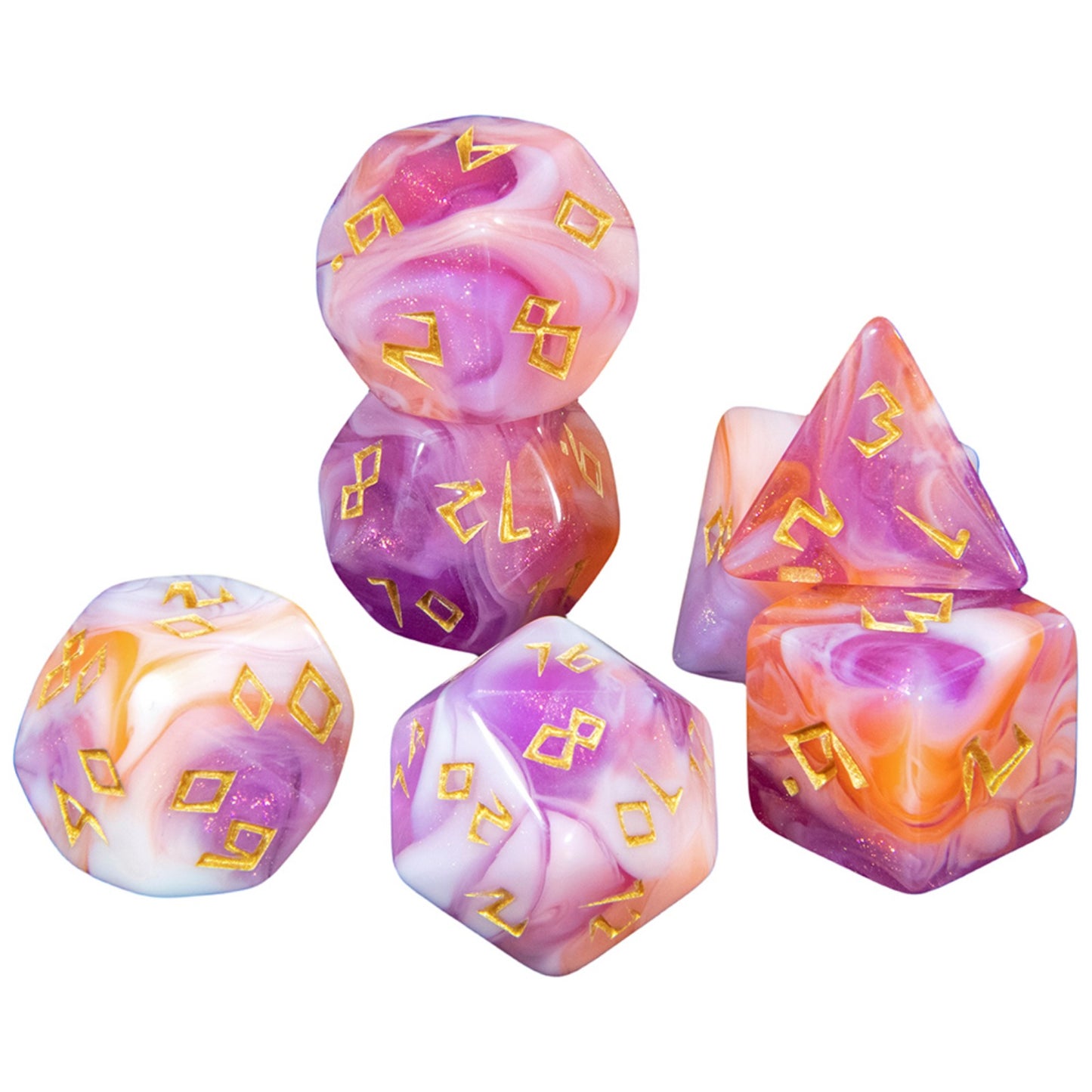 DND Polyhedral Dice Set 7pcs/Set Mixed Color Dice with Tube for DND RPG Game Board Game Prop, As Souvenir Gift
