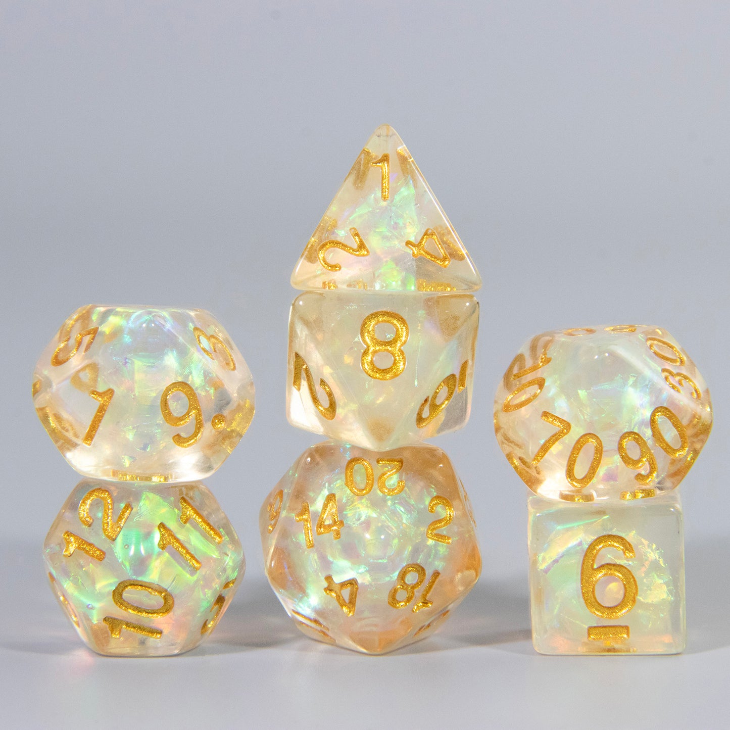 Glitter Dice Set for DND RPG Role Playing Games - 7 Piece Polyhedral Gaming Dice Set