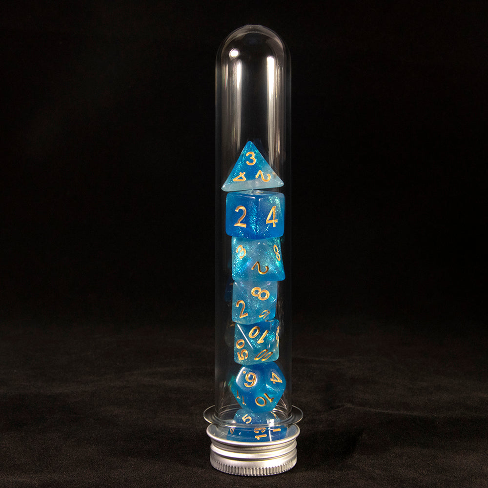 7pcs D&D Dice Set Mixed Color and Glitter Polyhedral Game Dice with Tube, Table Board Playing Game for Bar Club Party