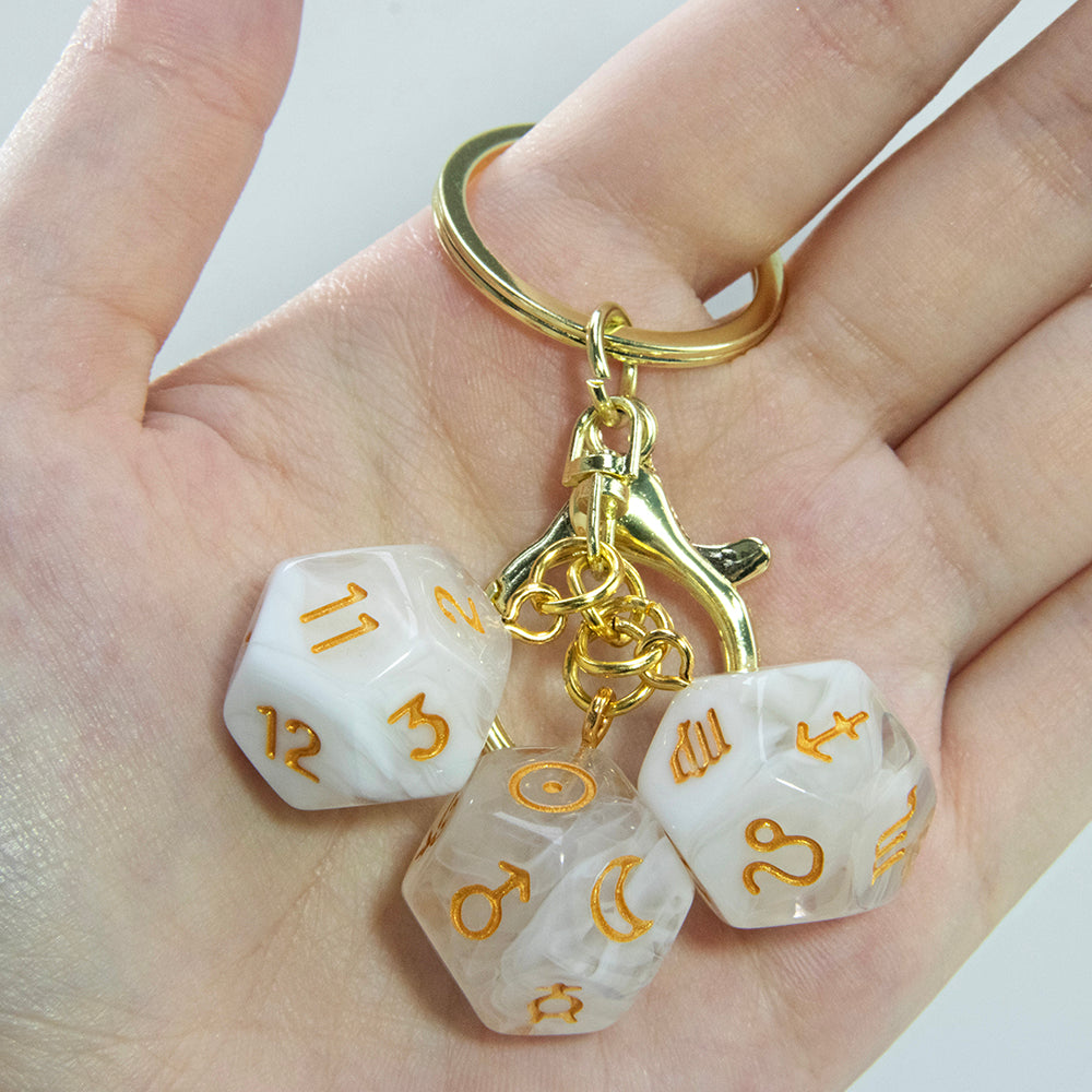 Dice Pendant Keychain Creative Gift Keyring Tarot D12 Dice Keychains for Wallet Handbag Lanyard