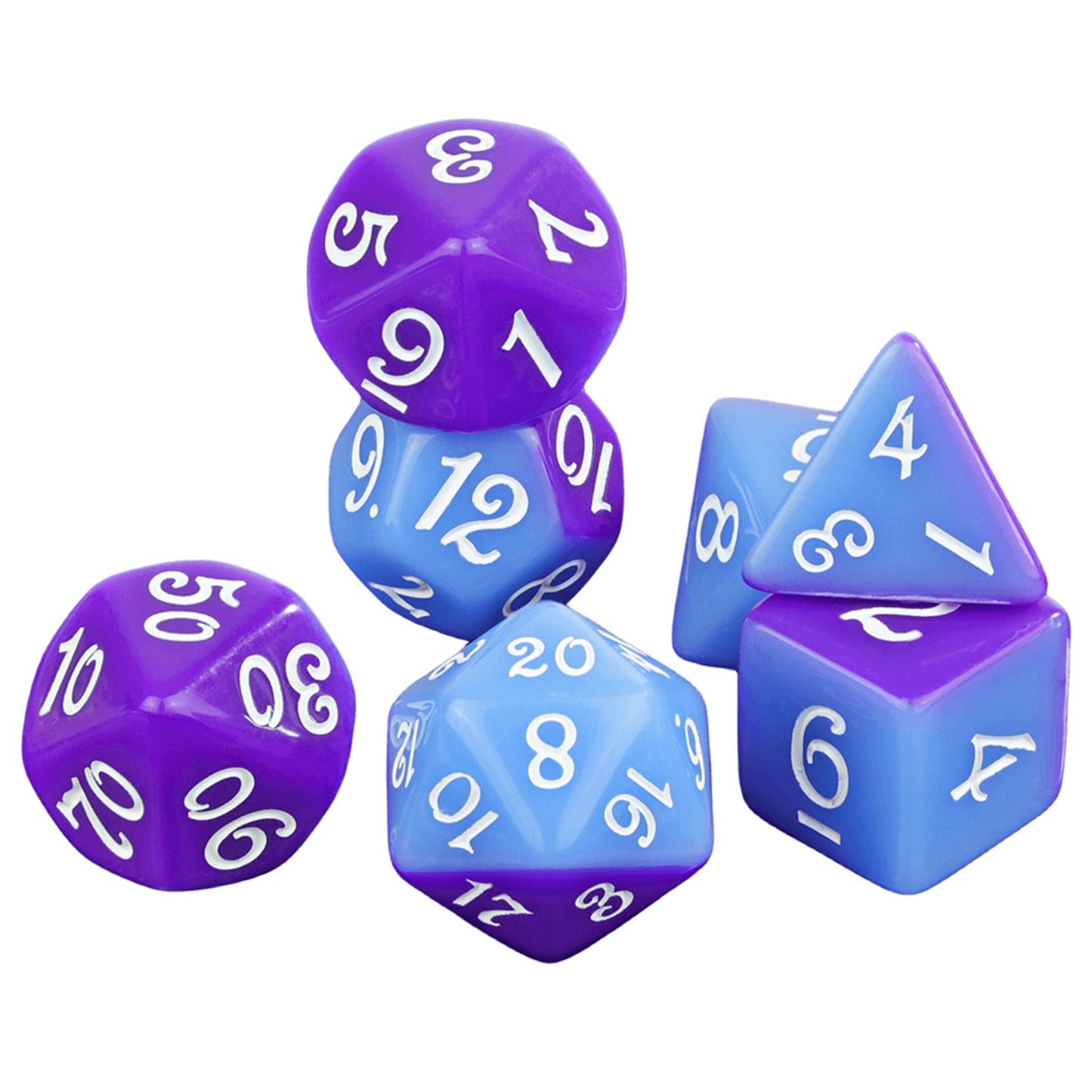 Splice Color Dice Set 7pcs Two-color DND Game Polyhedral Dice with Tube for D&D Role Playing Games and Tabletop Games
