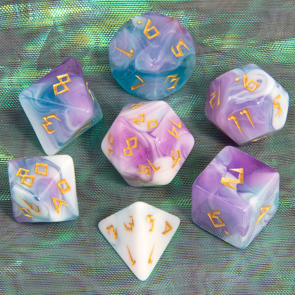 DND Dice Set Acrylic Polyhedral Dice 7 Pieces Mixed Colour Glitter Games Dice for RPG DND Board Game Accessories