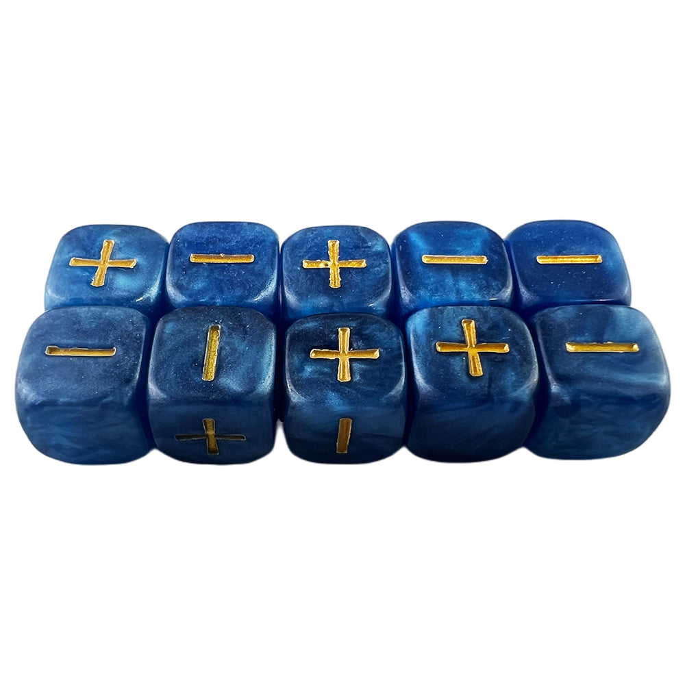 10Pcs Standard Fudge Dice (+/-/0 Symbols) - Compatible with All Fudge-Based Games Marble Effect Dice