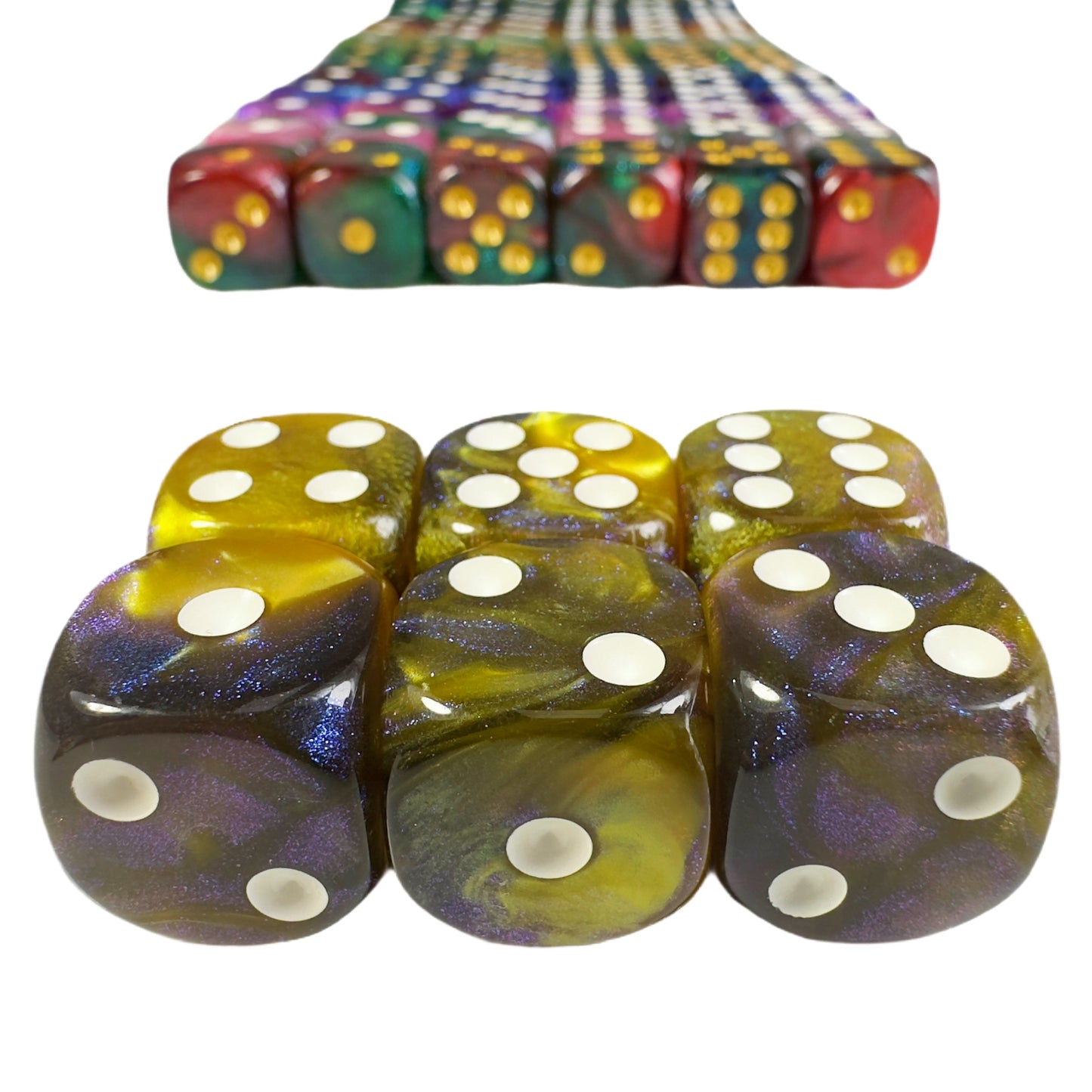 6pcs 16mm DND Dice 6 Sided with Pips, D6 Mixing Color with Glitter Dice for Party Entertainment Table Game