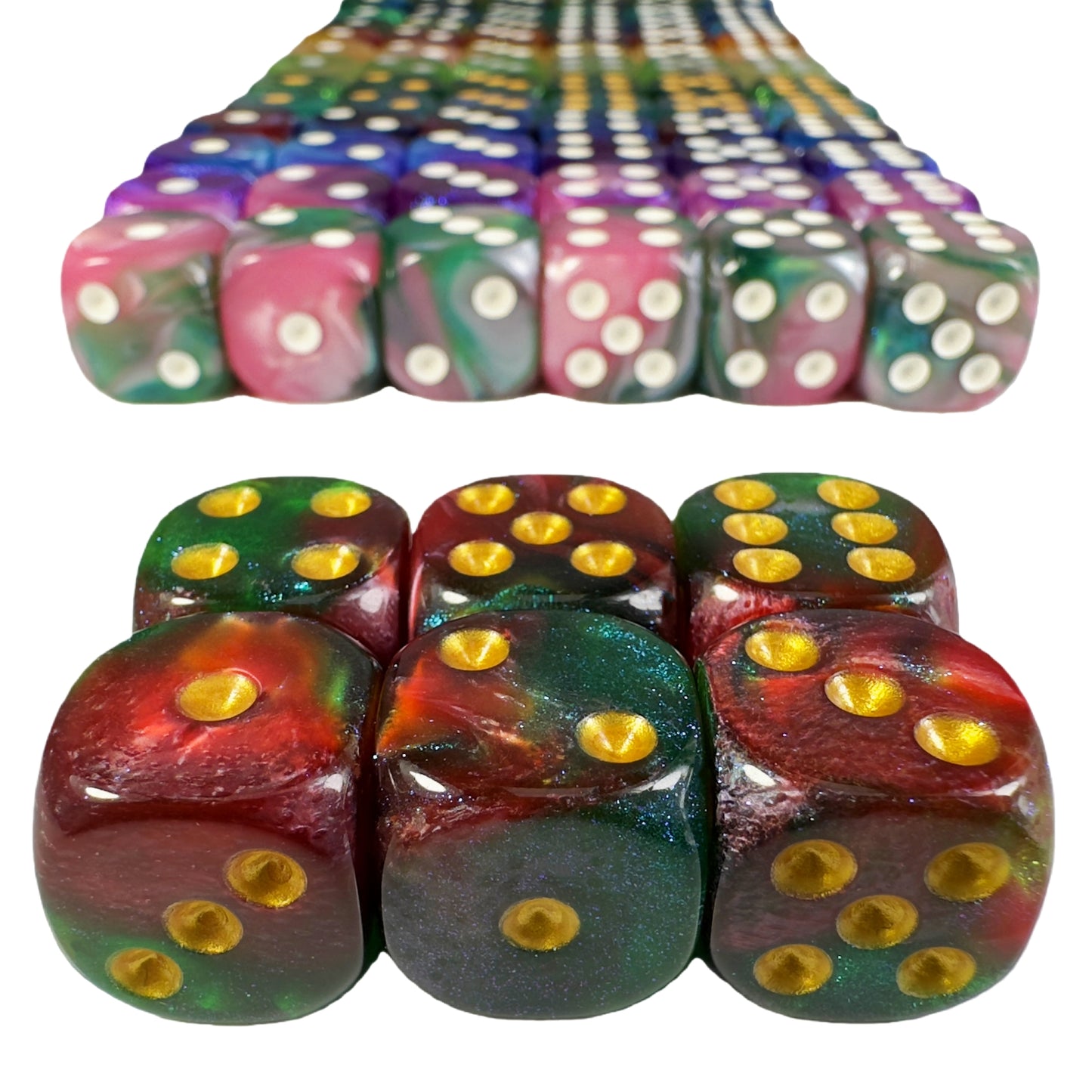 6pcs 16mm DND Dice 6 Sided with Pips, D6 Mixing Color with Glitter Dice for Party Entertainment Table Game