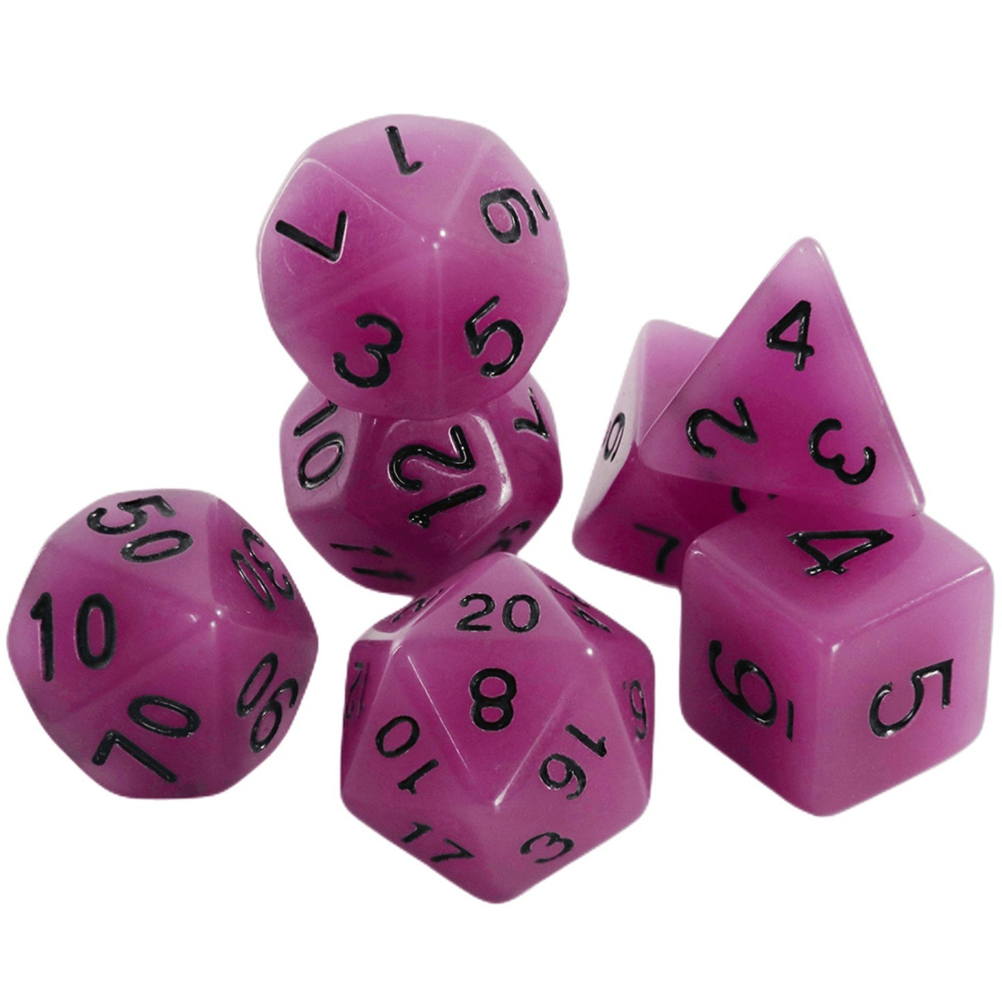 Glowing Dice Polyhedral Dice RPG DND Dice Set 7piece Luminous Dice with Tube for D&D Tabletop Role-Playing Games Party Supplies