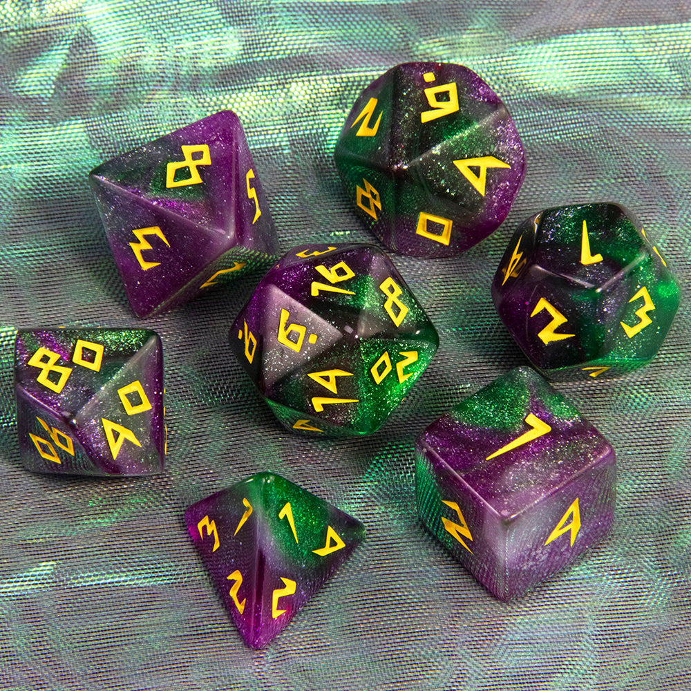 DND Dice Set Acrylic Polyhedral Dice 7 Pieces Mixed Colour Glitter Games Dice for RPG DND Board Game Accessories
