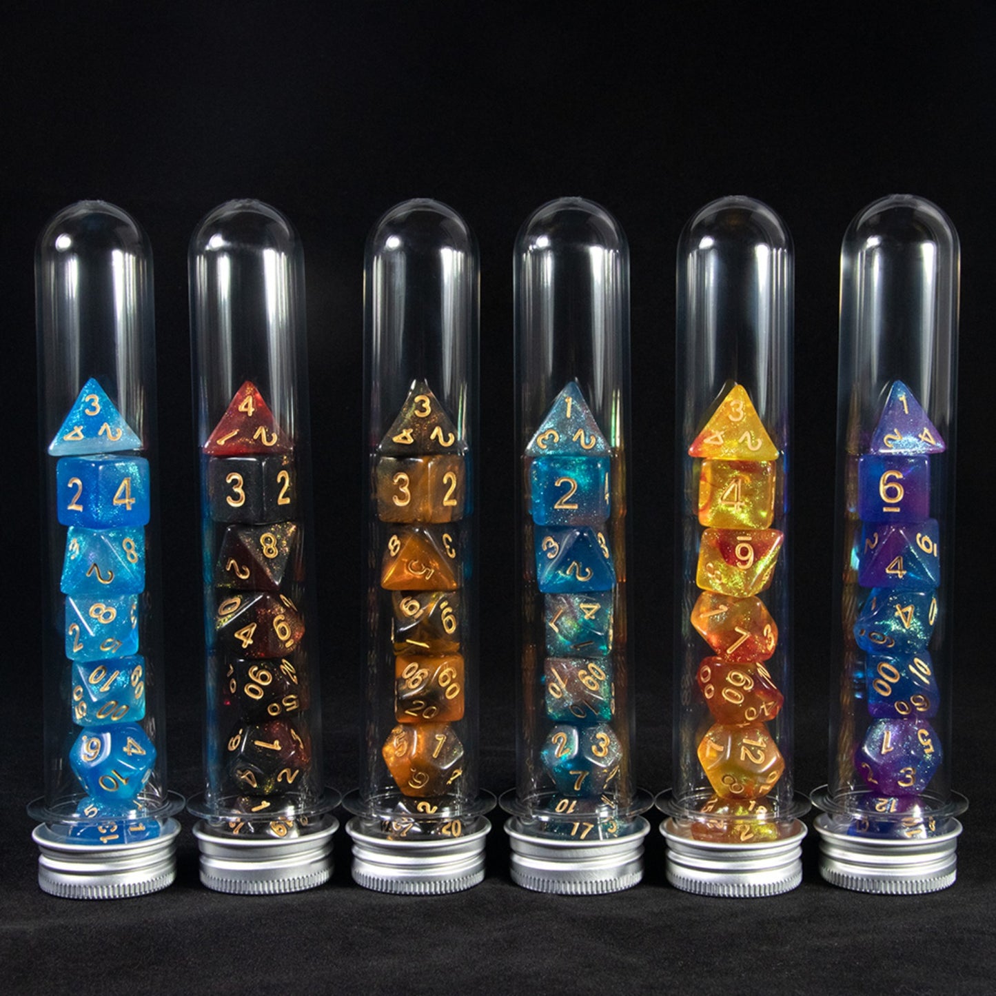 7pcs D&D Dice Set Mixed Color and Glitter Polyhedral Game Dice with Tube, Table Board Playing Game for Bar Club Party