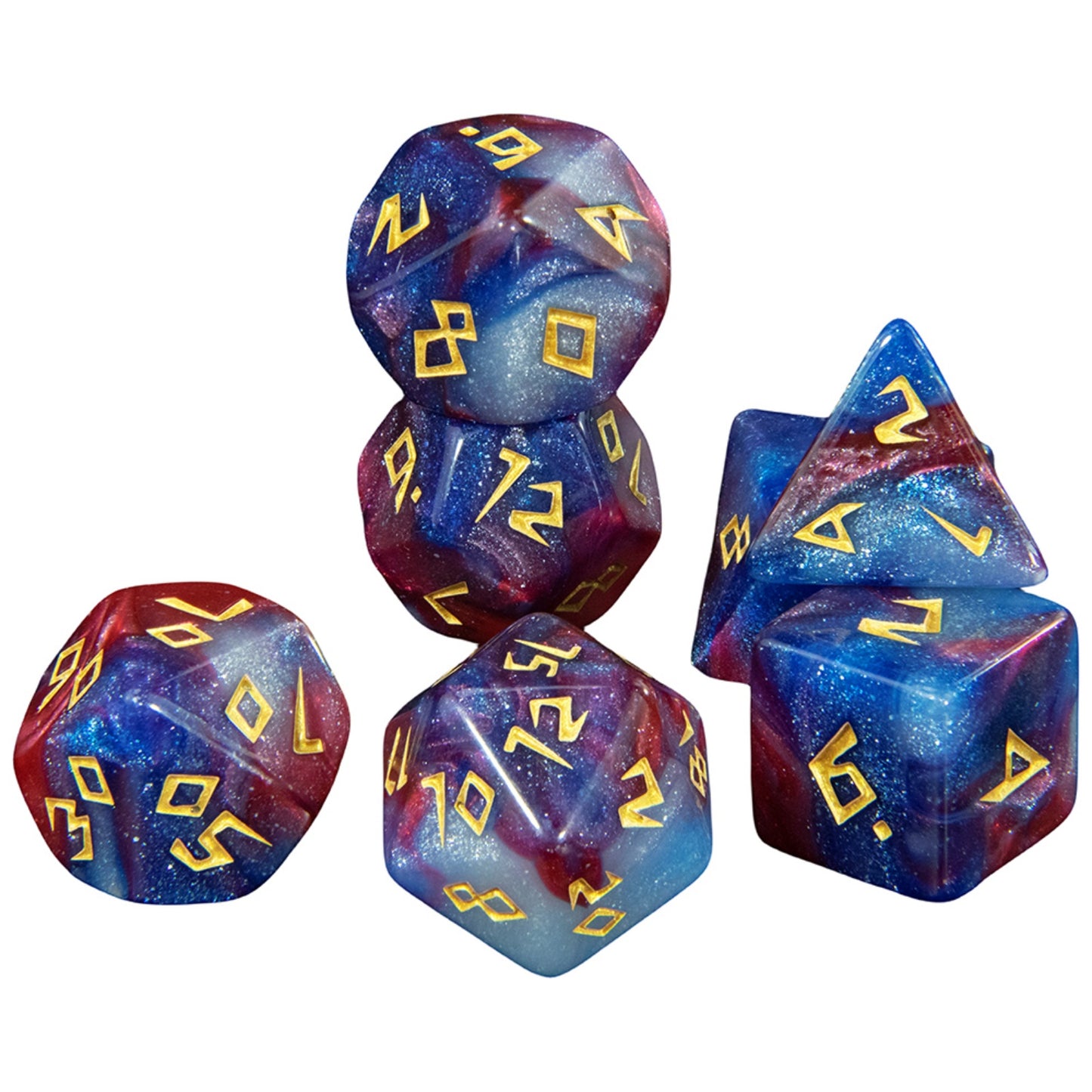 DND Dice Set Acrylic Polyhedral Dice 7 Pieces Mixed Colour Glitter Games Dice for RPG DND Board Game Accessories