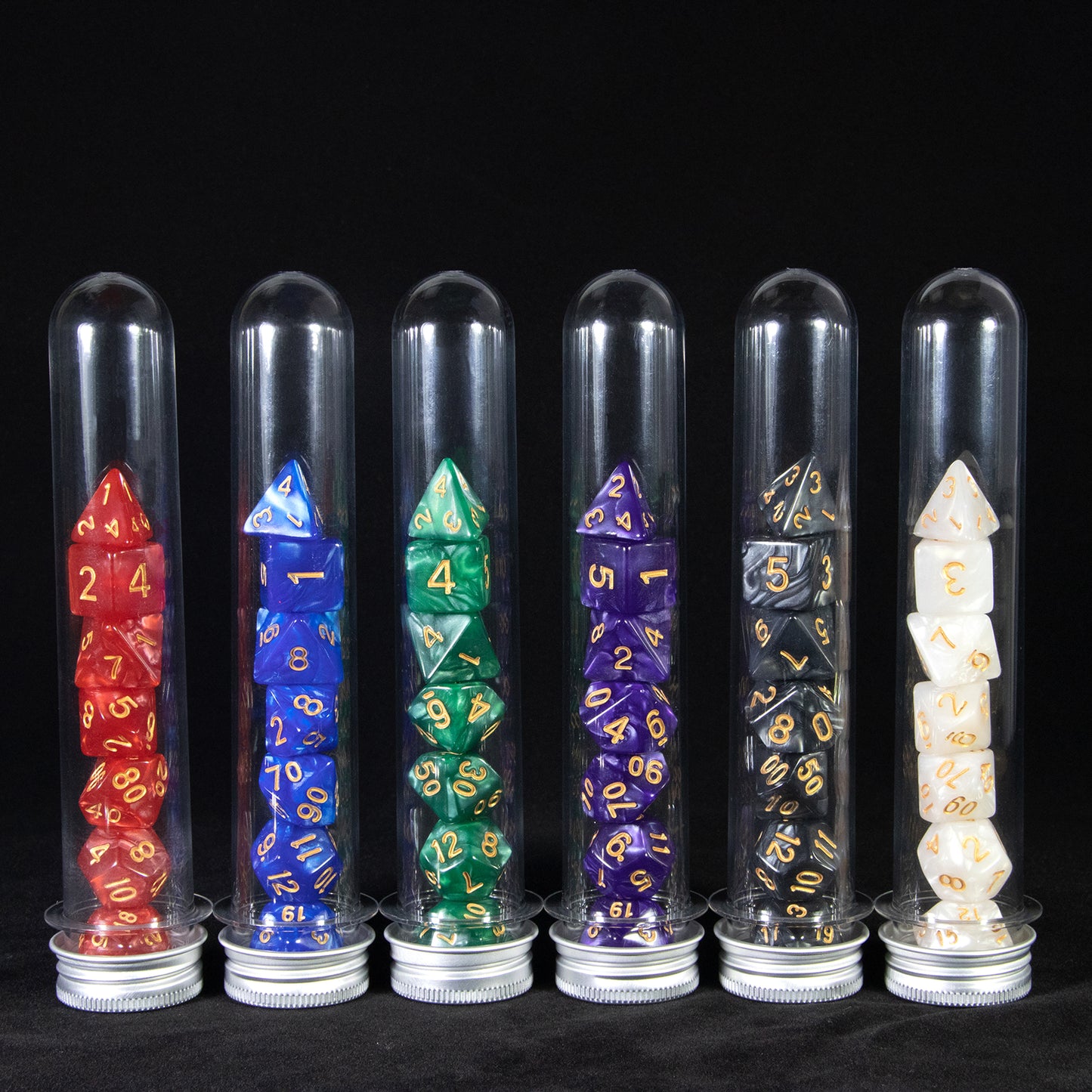 Marble Effect Polyhedral Dice Set 7 Pieces D4 D6 D8 D10 D% D12 D20 DND Game Dices with Tube, Playing Table Game for Bar Club Party
