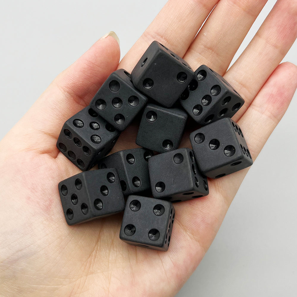 10pcs Black D6 Dice Polyhedral  Dice 6 Sided 16mm Dice for RPG DND Table Games