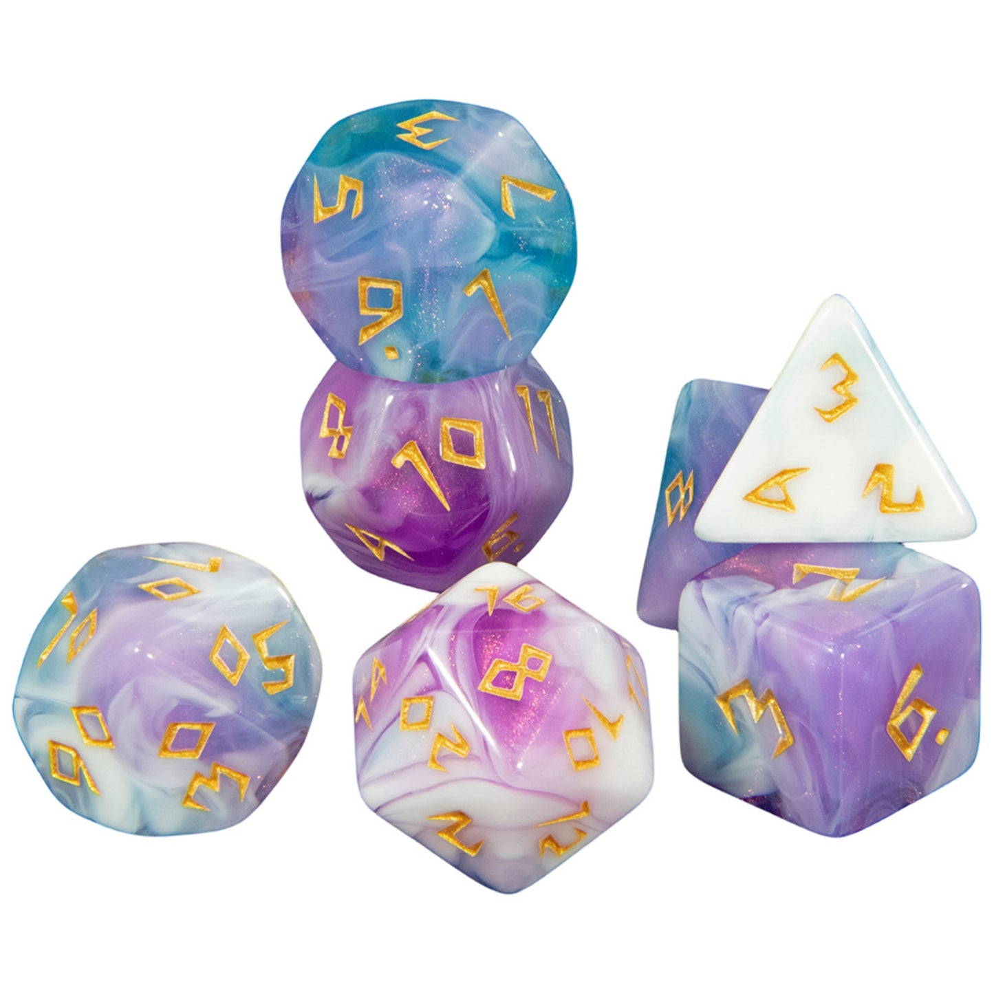DND Dice Set Acrylic Polyhedral Dice 7 Pieces Mixed Colour Glitter Games Dice for RPG DND Board Game Accessories