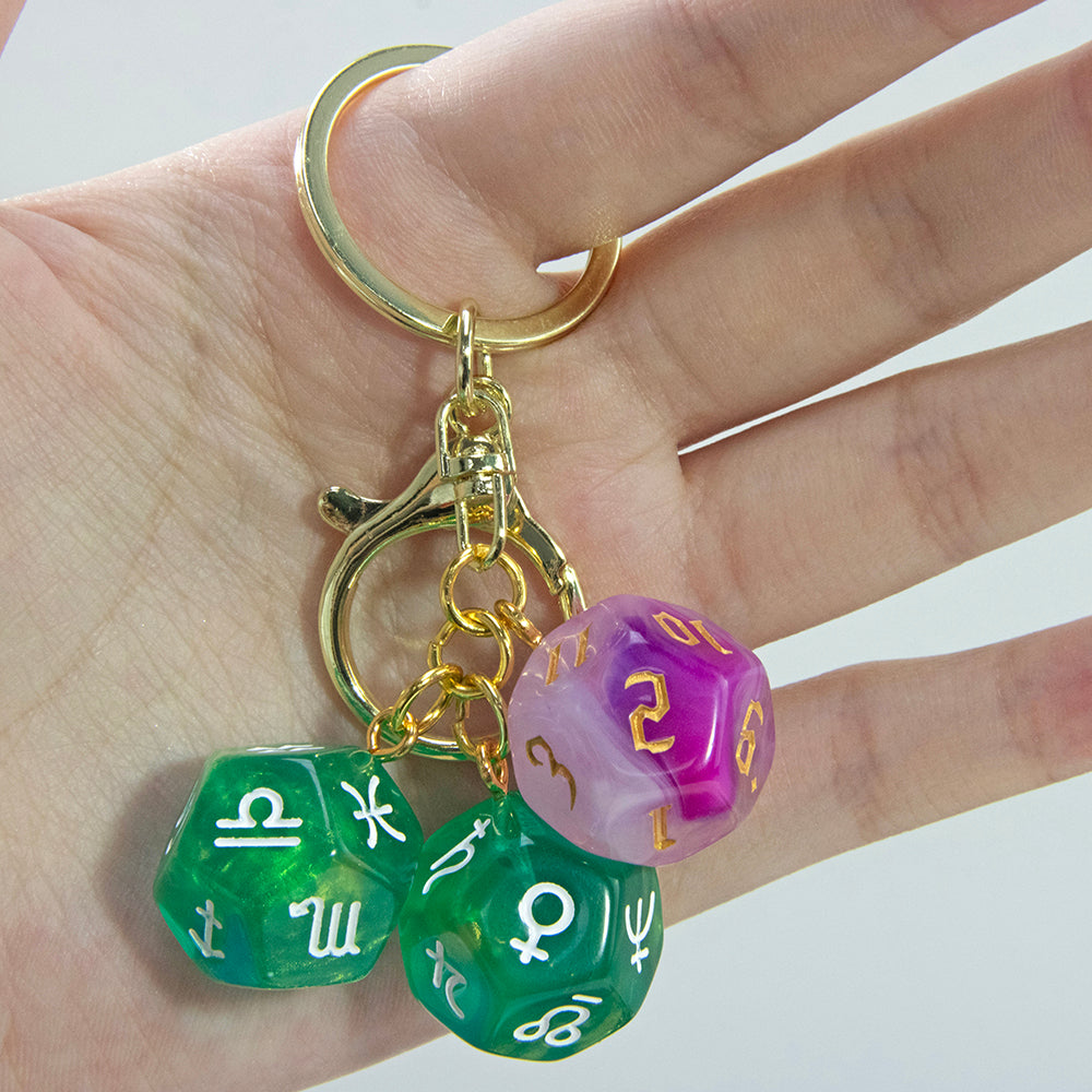 Dice Pendant Keychain Creative Gift Keyring Tarot D12 Dice Keychains for Wallet Handbag Lanyard