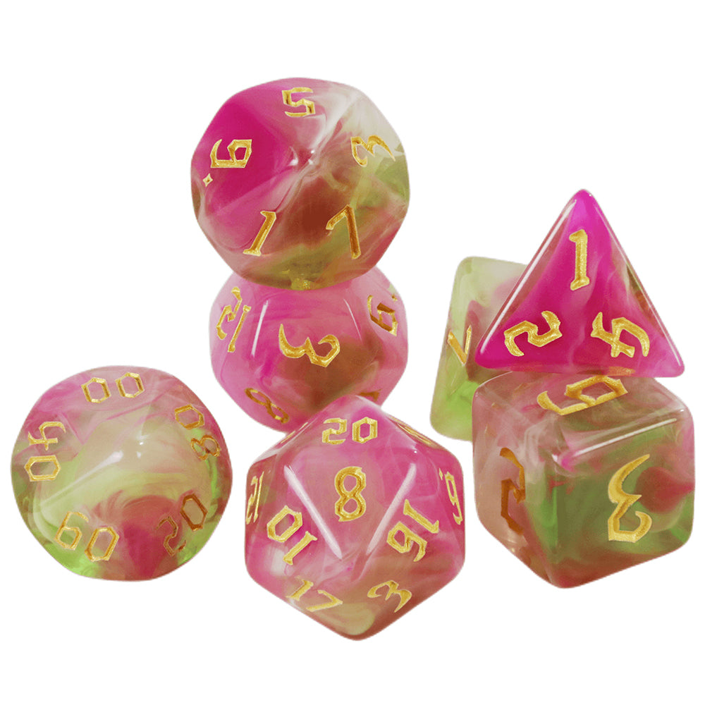 DND Dice Set 7Pcs Polyhedral Dice D4 D6 D8 D10 D12 D20 with Tube Mixed Color for D&D Tabletop Role-Playing Games Accessories