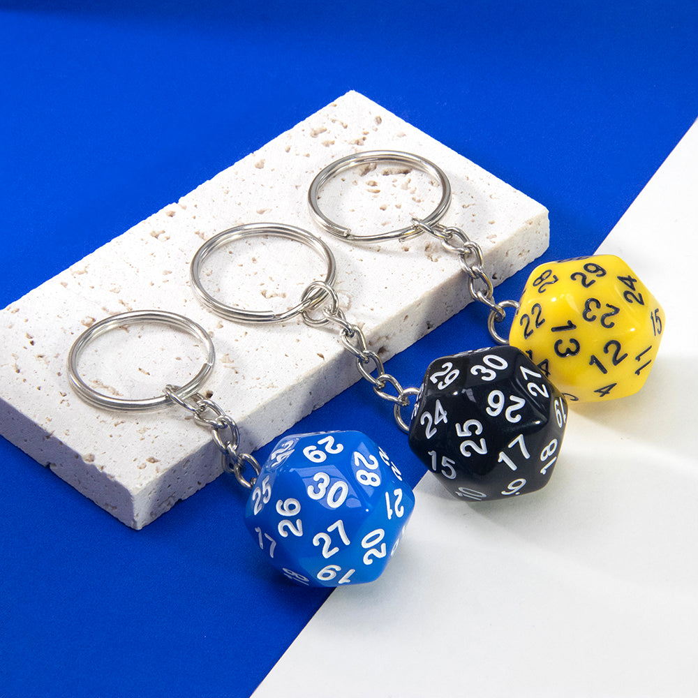 Dice Pendant Keychain Game Souvenirs D30 Dice Keyholder for Men Women Bag