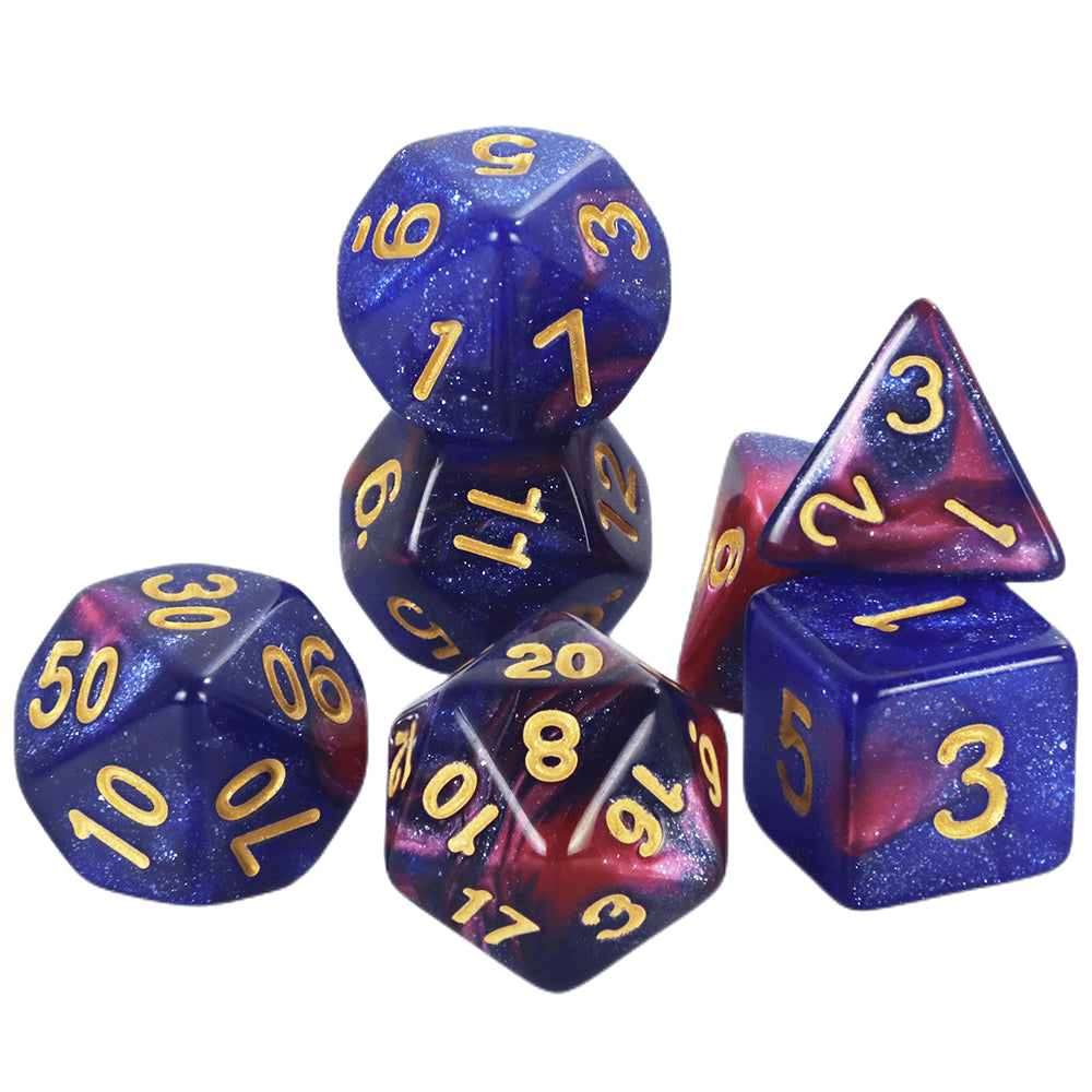 Creative Universe Galaxy DND Game Dice Polyhedral Dice Set with Tube for Souvenirst Entertainment RPG Table Game