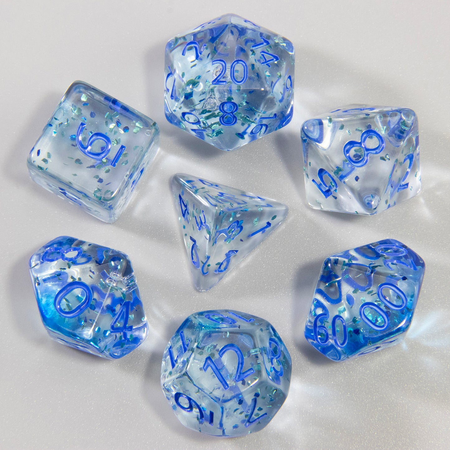 Glitter and Nebula Effect DND Dice Set 7pcs D4-D20 Polyhedral Dice for Role Playing Game Board Game Accessories As Gift