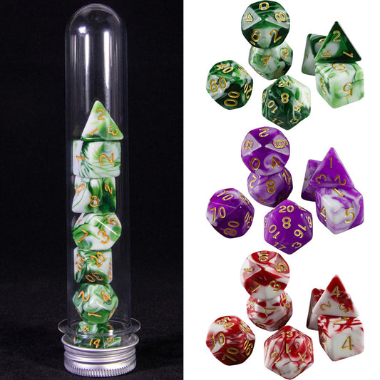 Double Color Polyhedral Dice Set 7pieces D&D Dice with Tube Table Board Playing Game for Bar Party Club