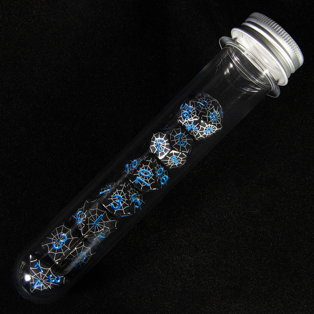 7pcs DND Polyhedral Dice Set Creative Spider Web Design Dice D4-D20 with Tube Playing Table Game for Bar Party Club