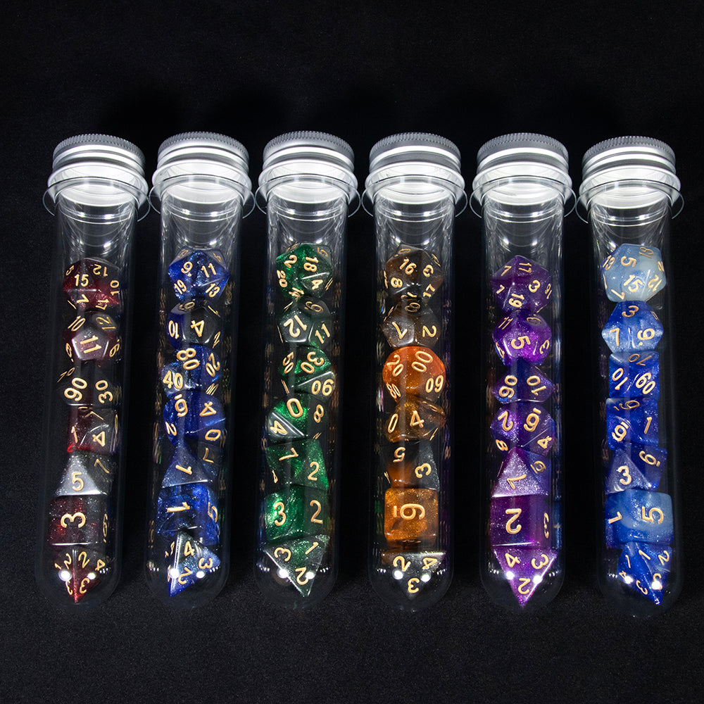 7pcs Polyhedral DND Dice Set Universe Galaxy Glitter Dice with Tube for D&D RPG Table Game Accessories