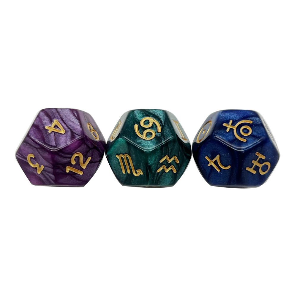 3pcs D12 Astrology Dice for Constellation Divination Leisure and Entertainment Supplies for Party Game Role Playing Game