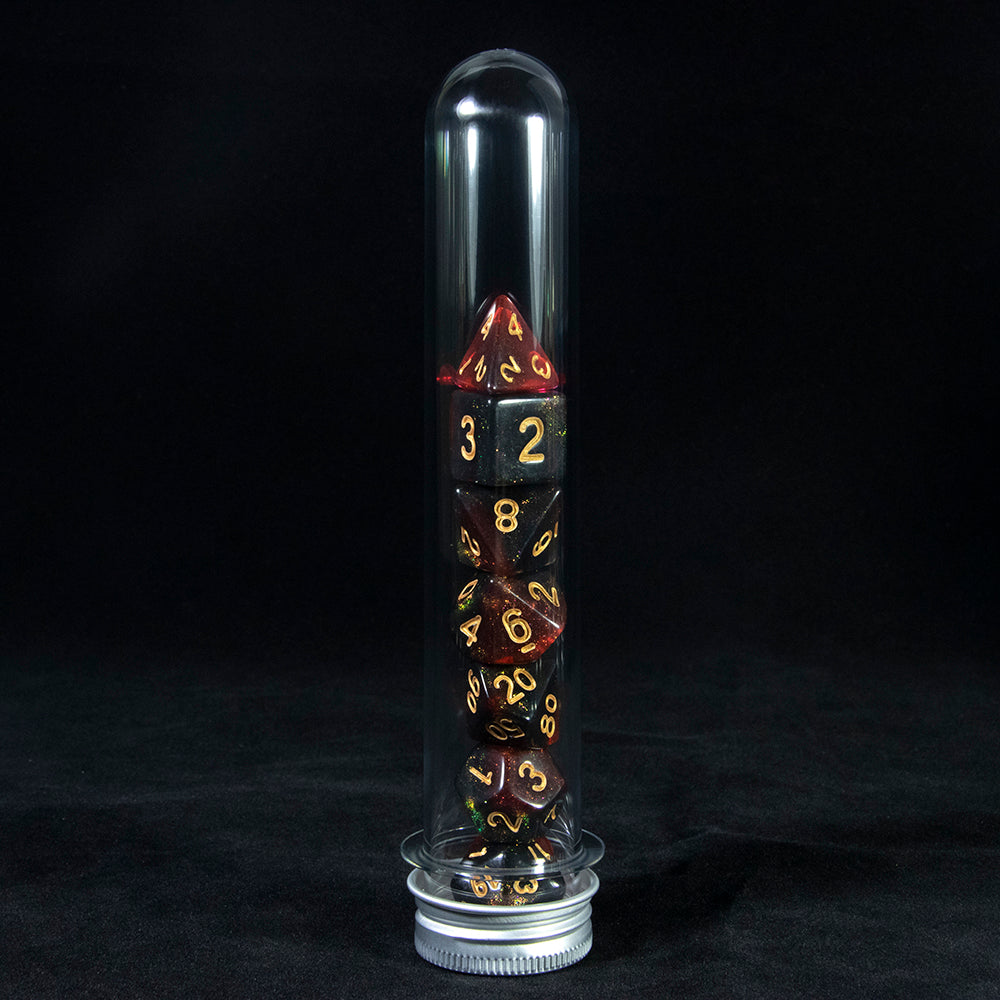 7pcs D&D Dice Set Mixed Color and Glitter Polyhedral Game Dice with Tube, Table Board Playing Game for Bar Club Party