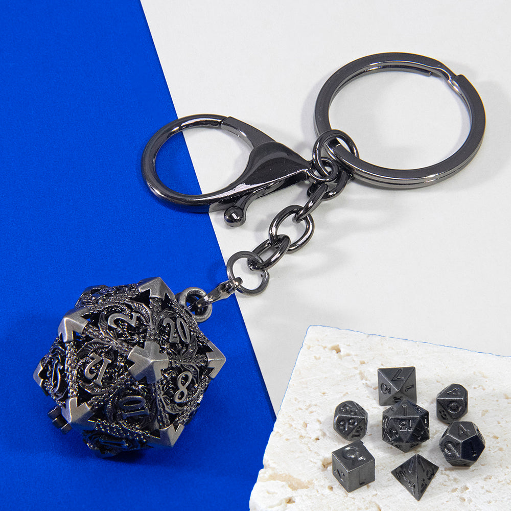 Dragon D20 Dice Keychain Fashion Keyring Ornament Key Chain Pendant Men Gifts