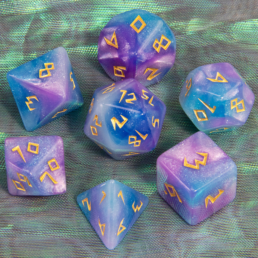 DND Dice Set Acrylic Polyhedral Dice 7 Pieces Mixed Colour Glitter Games Dice for RPG DND Board Game Accessories