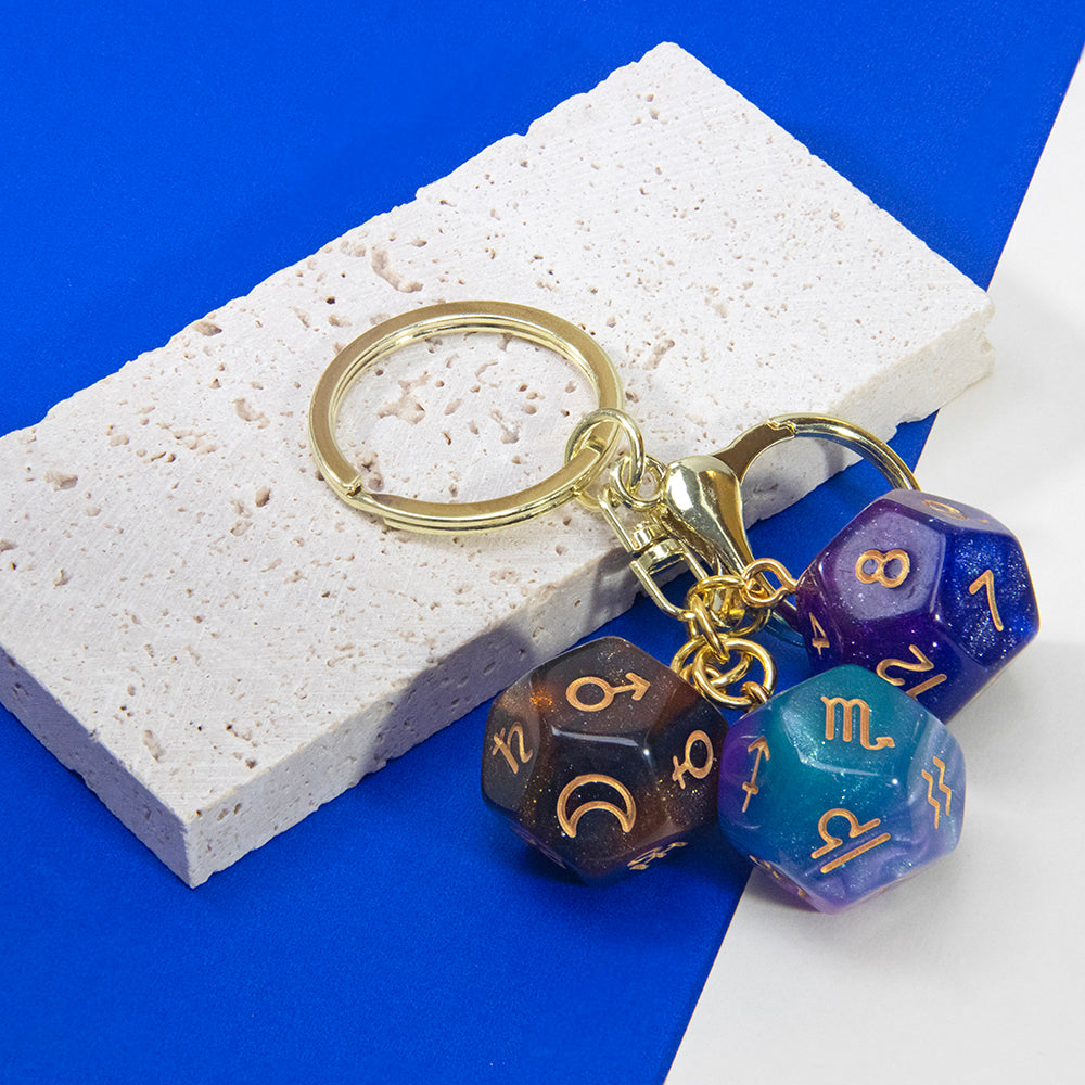 Dice Pendant Keychain Creative Gift Keyring Tarot D12 Dice Keychains for Wallet Handbag Lanyard