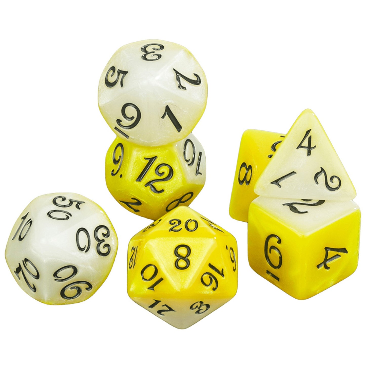 Splice Color Dice Set 7pcs Two-color DND Game Polyhedral Dice with Tube for D&D Role Playing Games and Tabletop Games