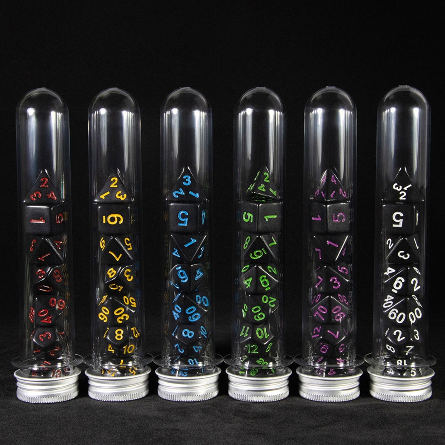 Colorful Dice 7pcs Polyhedral Digital Dice Set D4-D20 with Tube for DND RPG Game Board Game Accessories