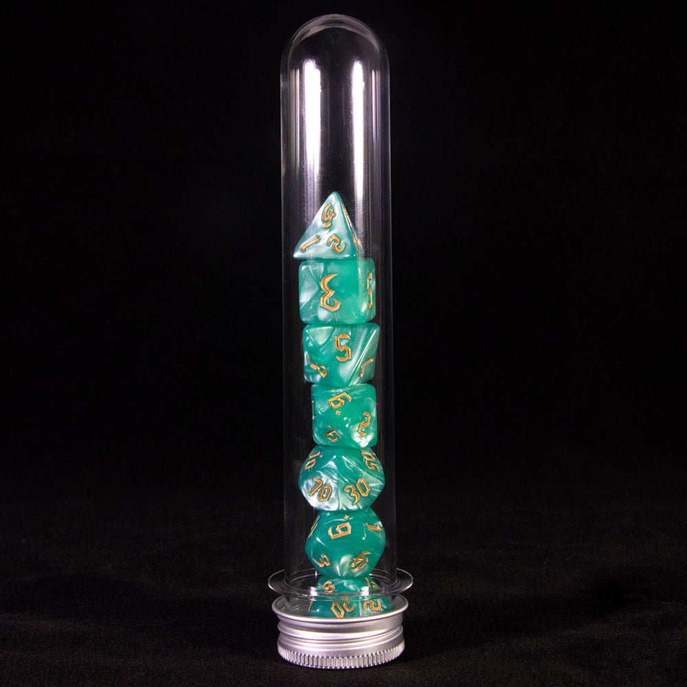 DND Polyhedral Dice Set 7 Pieces Marble Effect Game Dice Set with Tube for D&D RPG Role Playing Table Games