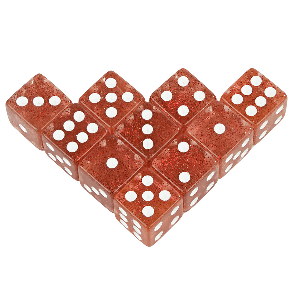 16mm Dice Set for Tabletop Games, 10pcs  6 Sided Dice, Transparent Glitter Effect, Acrylic Square-Corner Dice for Board Games DND TRPG