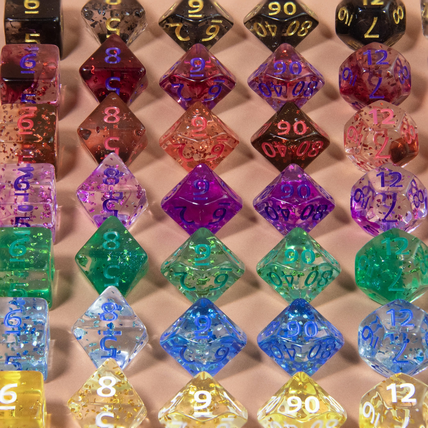 Glitter and Nebula Effect DND Dice Set 7pcs D4-D20 Polyhedral Dice for Role Playing Game Board Game Accessories As Gift