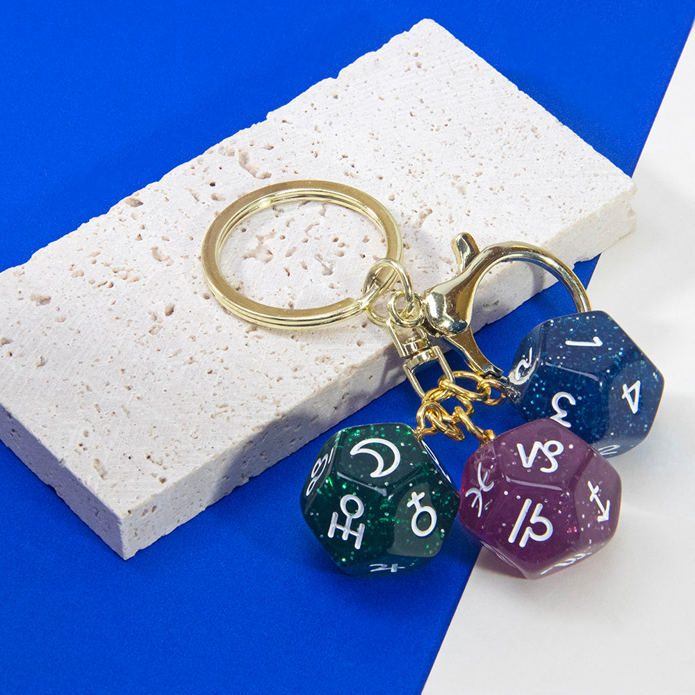 Dice Pendant Keychain Creative Gift Keyring Tarot D12 Dice Keychains for Wallet Handbag Lanyard