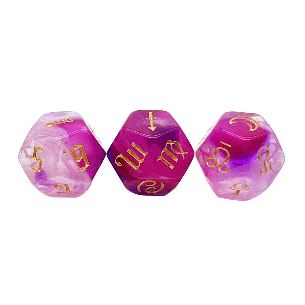 3pcs D12 Astrology Dice for Constellation Divination Leisure and Entertainment Supplies for Party Game Role Playing Game
