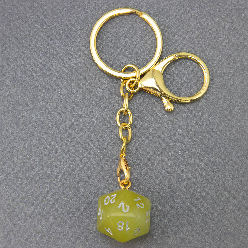 Luminous Dice Keychain Fashion Dice Charm, Pouch Handbag Car Pendant, Table Game Souvenirs for DND RPG Game Lover