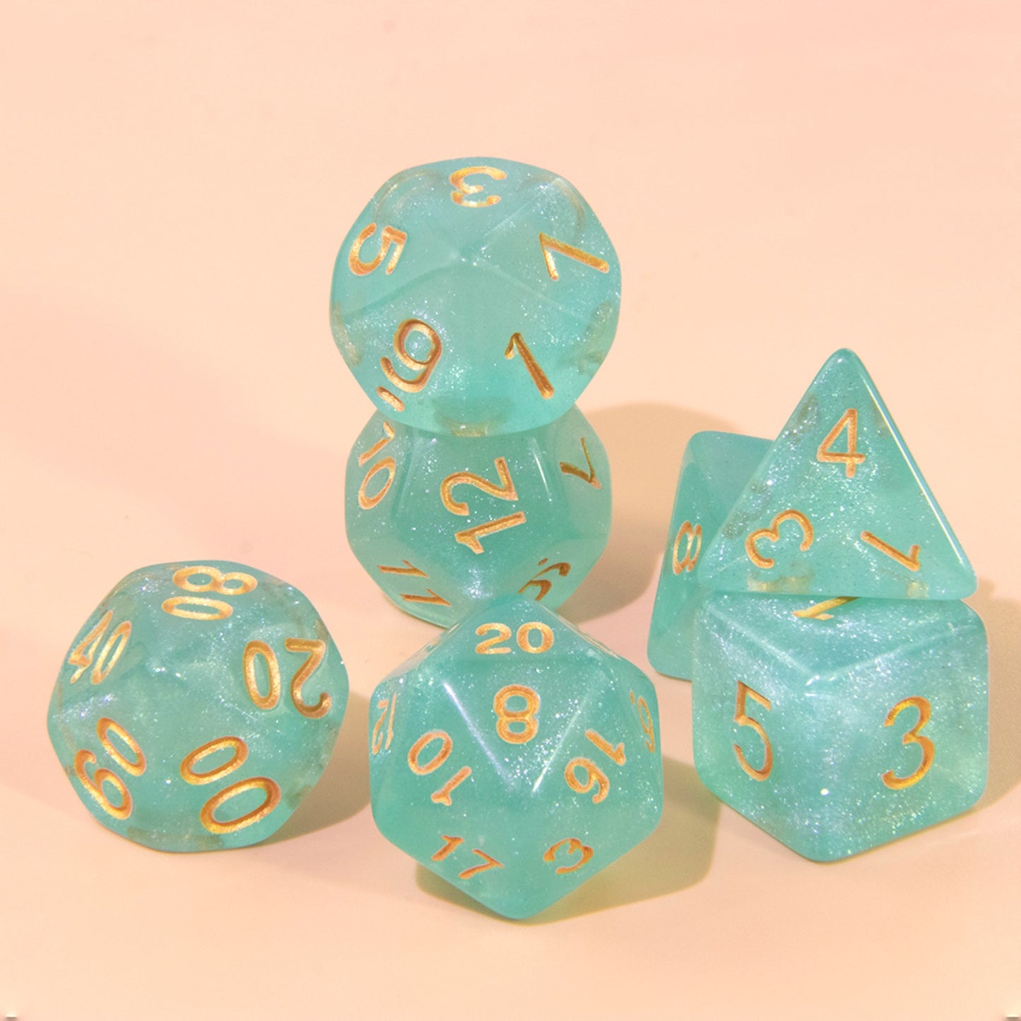 7pcs Glitter Polyhedral Dice Set D4 D6 D8 D% D10 D12 D20 Dice with Tube for D&D RPG Role Playing Game Table Game Accessories