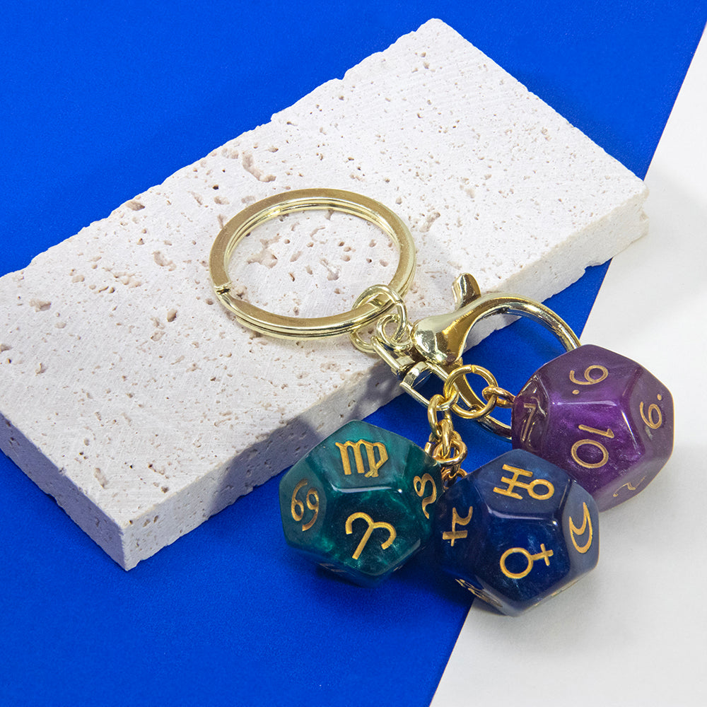 Dice Pendant Keychain Creative Gift Keyring Tarot D12 Dice Keychains for Wallet Handbag Lanyard