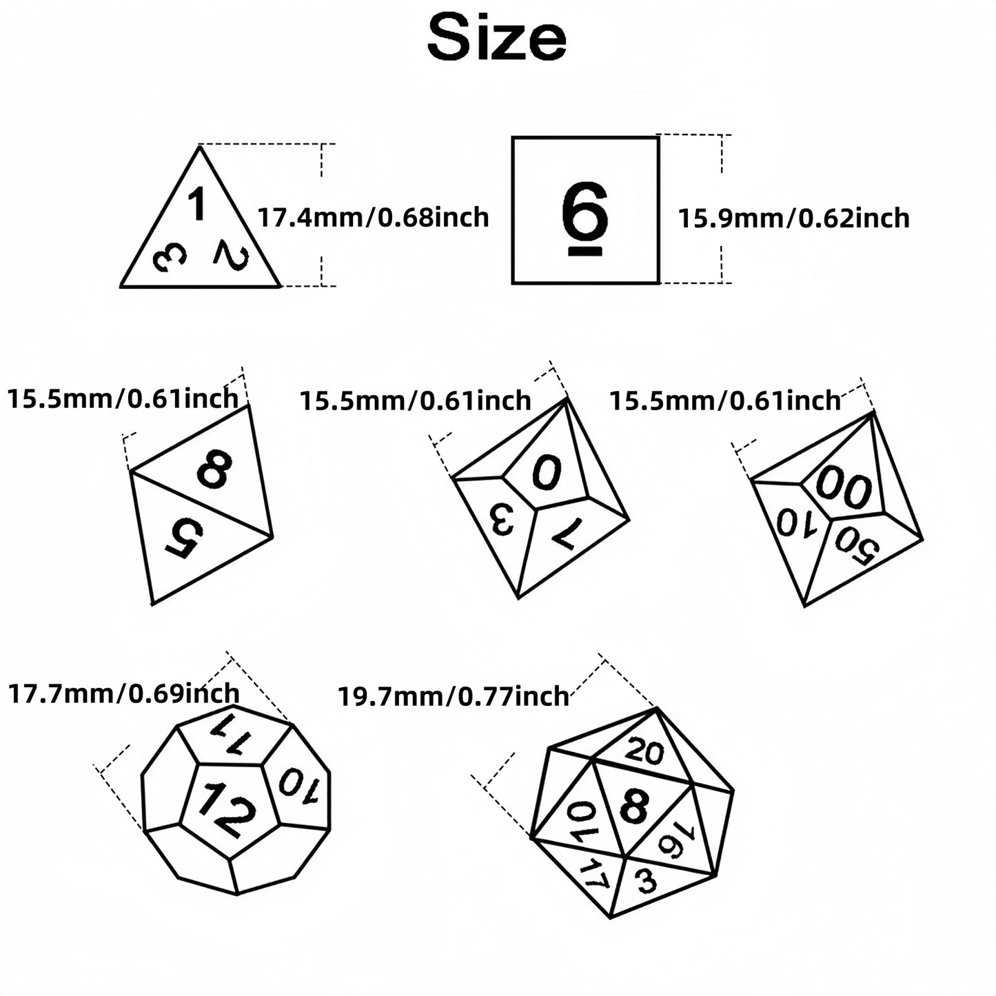 Board Game Dice - 7pcs Polyhrdral Dice D4-D20 Digital Dice with Silver Spider Web Pattern for DND TRPG Board Game Accessories, Perfect Gift DND Enthusiast